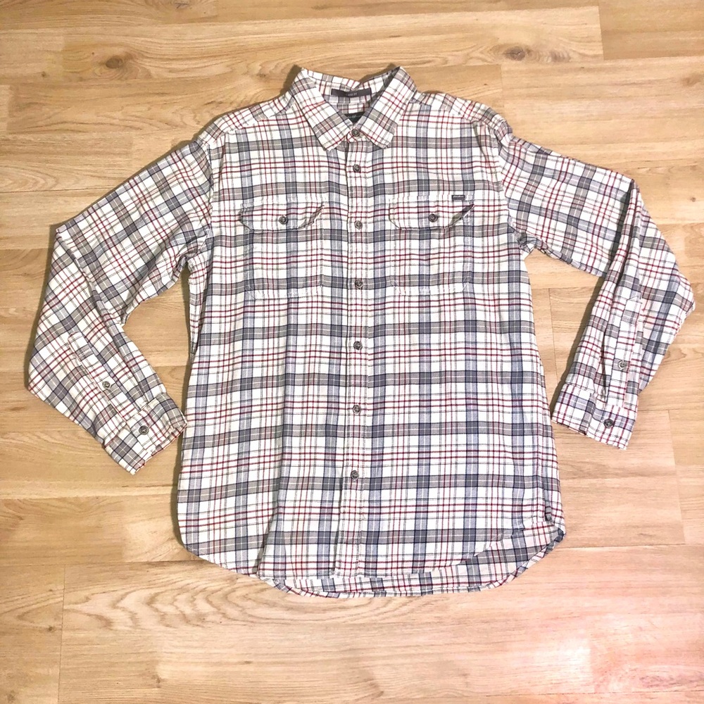 Eddie Bauer gray & red long sleeved shirt. Sz. L